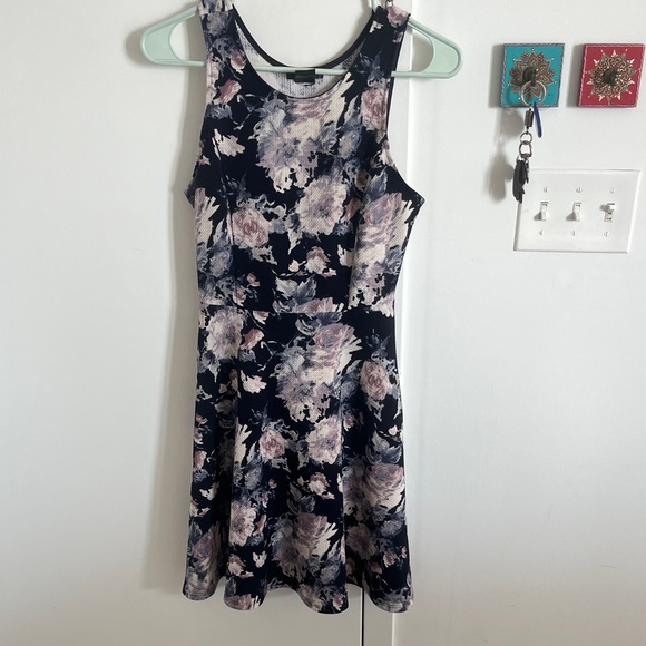 Aqua Floral Mini Dress - Black and Pink - Picture 1 of 4